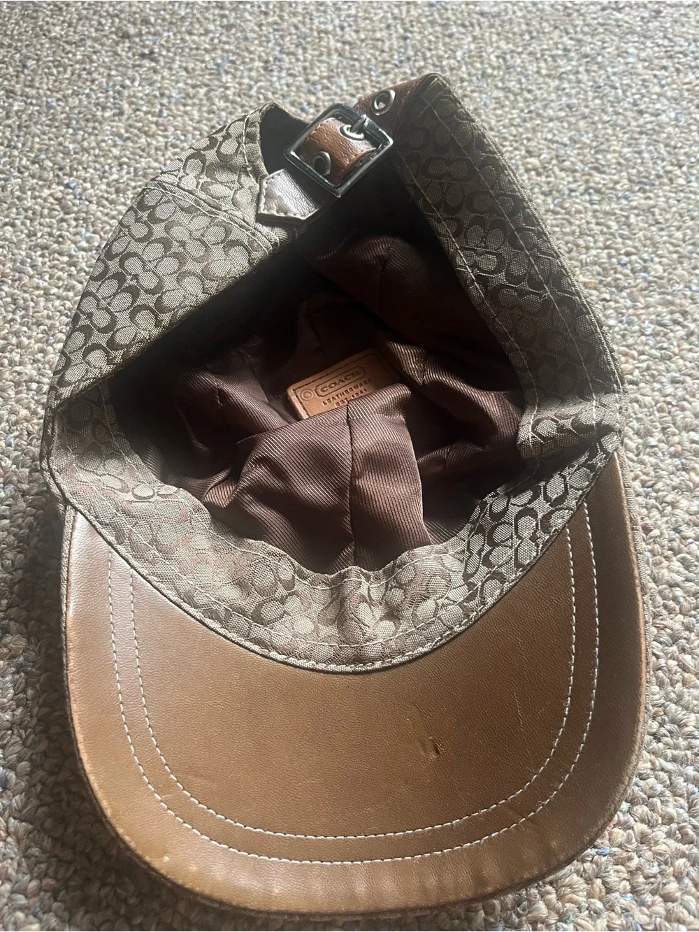 Coach Monogram Cap in Beige and Brown